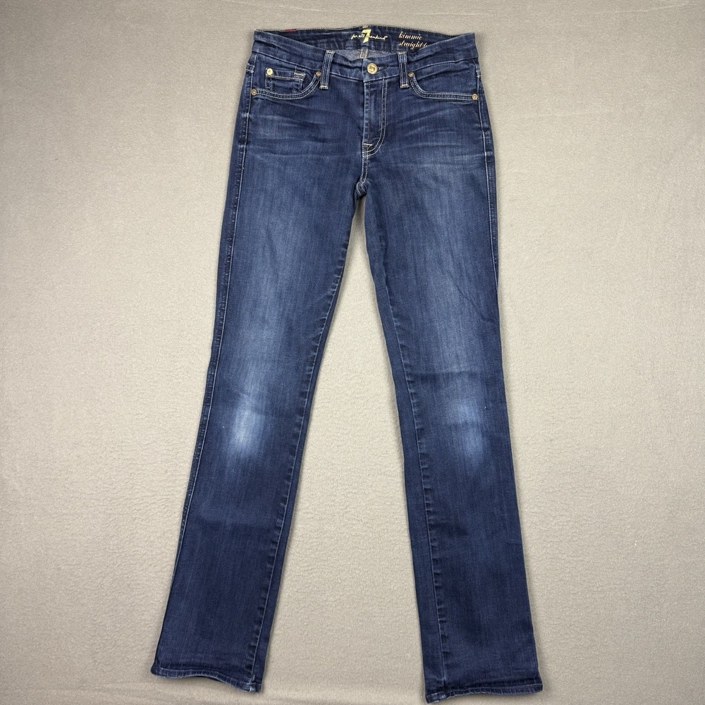7 For All Mankind Kimmie‎ Straight Leg Jeans Womens 26 Blue Dark Wash